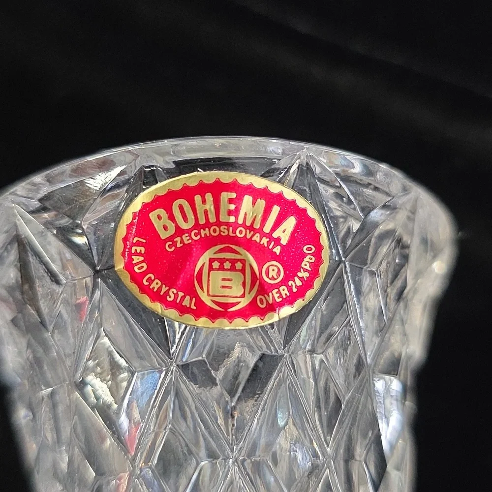Miniature‎ Footed Bohemia Crystal Bud Vase, Vintage 4